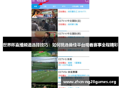 世界杯直播频道选择技巧：如何挑选最佳平台观看赛事全程精彩